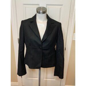 BCBG Max Azria Black Textured 100% Wool Marilyn Single Button Blazer, Size M